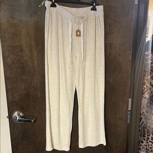 Casual Cream Drawstring Pants